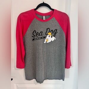 Next Level Apparel Sea Dog Red and Gray Shirt Size Small